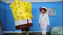 Teen giving head to sponge bob